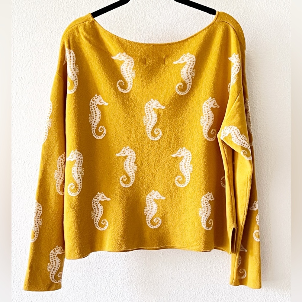 Anthropologie Maeve Seahorse Women's Yellow Women's Sweater Size Small - Picture 8 of 16